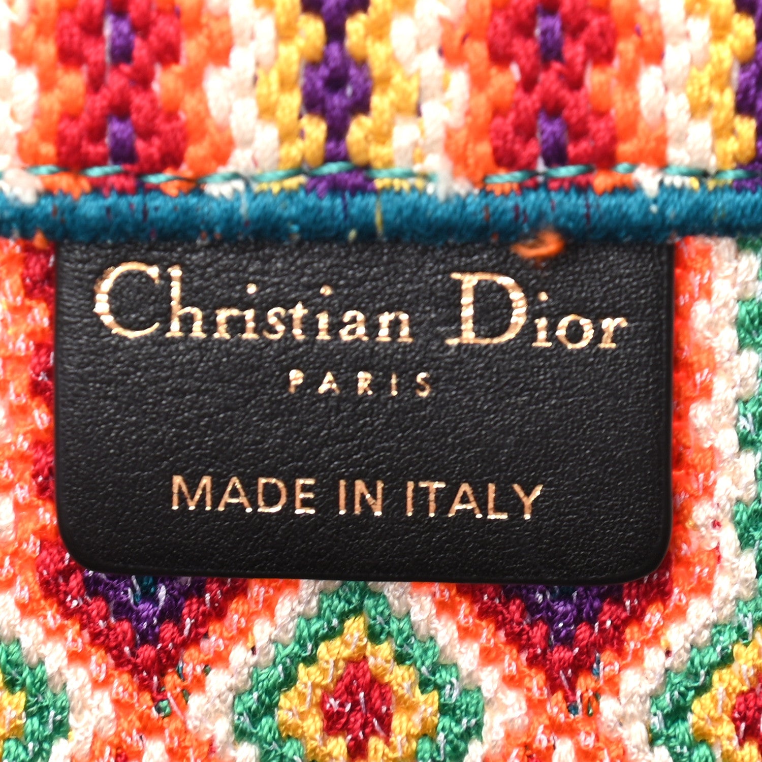 Christian Dior Canvas Embroidered Large Book Tote Orange Multicolor 6 of 9