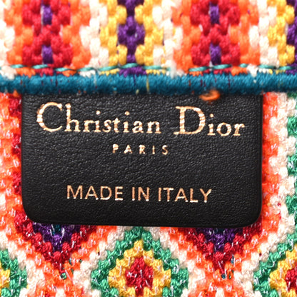 Christian Dior Canvas Embroidered Large Book Tote Orange Multicolor 6 of 9