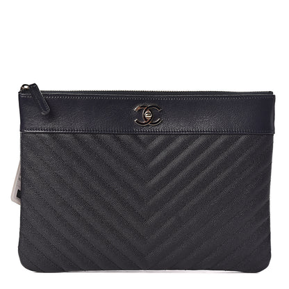 Chanel Caviar Quilted Medium Vintage Mademoiselle Cosmetic Case Navy Blue 1 of 8