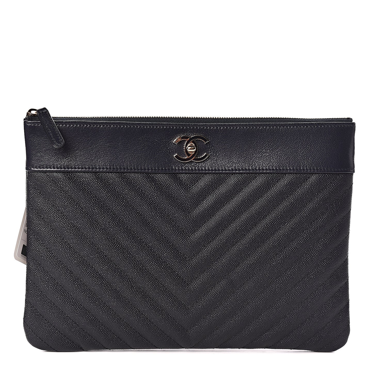 Caviar Quilted Medium Vintage Mademoiselle Cosmetic Case Navy Blue