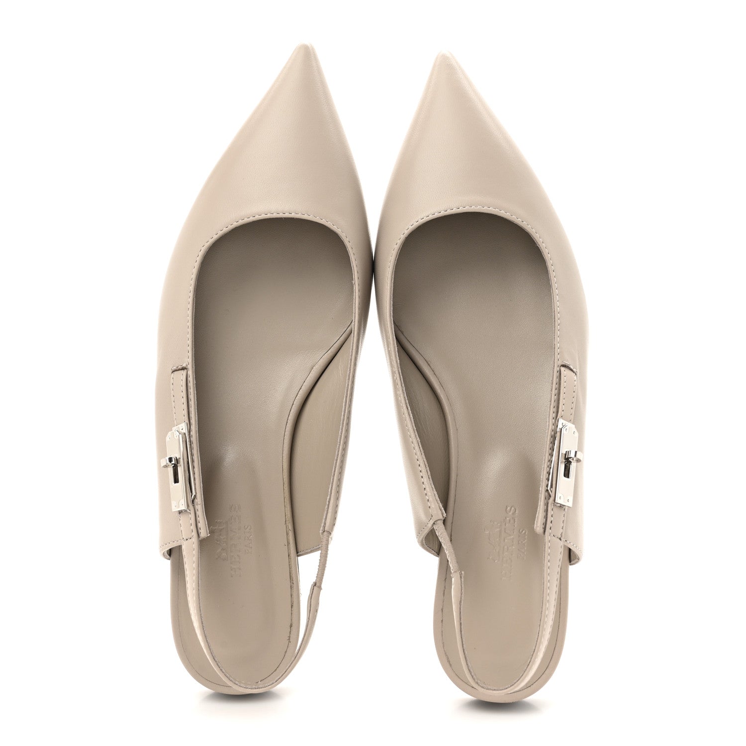 Hermes Nappa Lovely Slingback Flats 37 Beige Galet 2 of 10