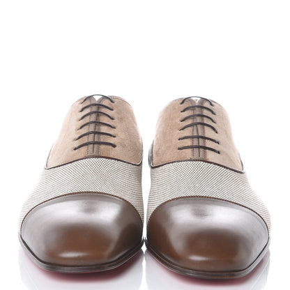 Christian Louboutin Calfskin Suede Mens Greggo Orlato Flat Oxfords 40.5 Version Mandorla 2 of 8