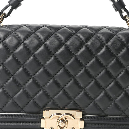 Chanel Calfskin Quilted Medium Boy Top Handle Flap Black 8 of 10