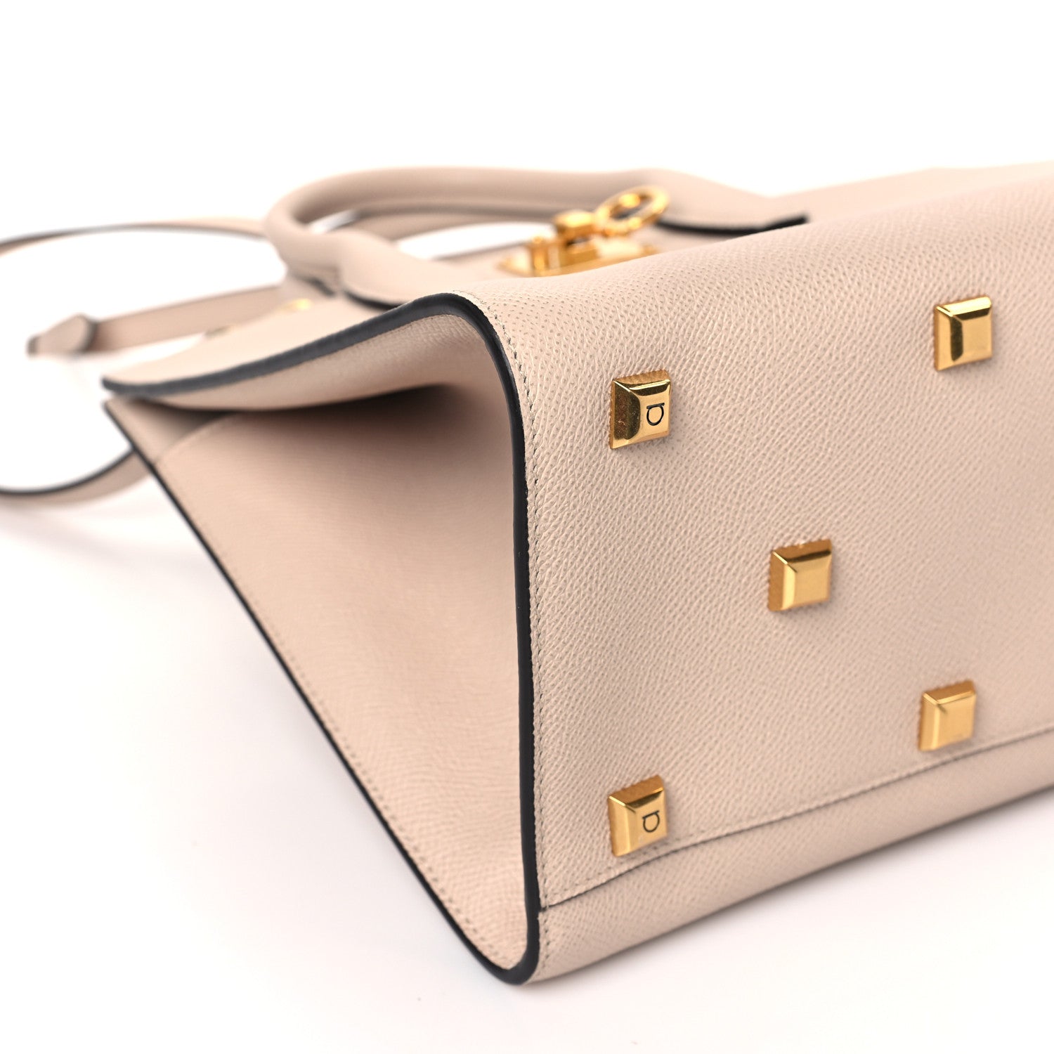 Salvatore Ferragamo Hammered Calfskin Medium The Studio Box Bag Daino 8 of 9