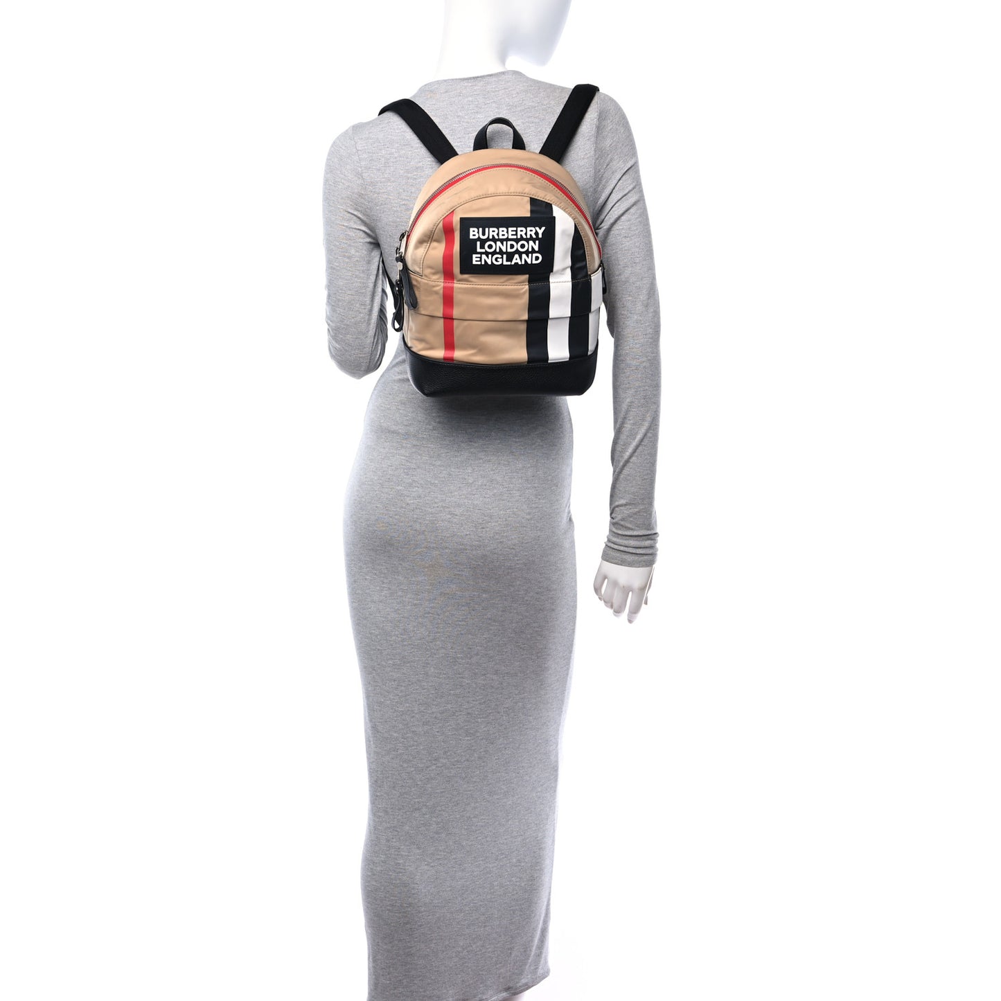 Econyl Logo Print Check Childrens Nico Backpack Archive Beige