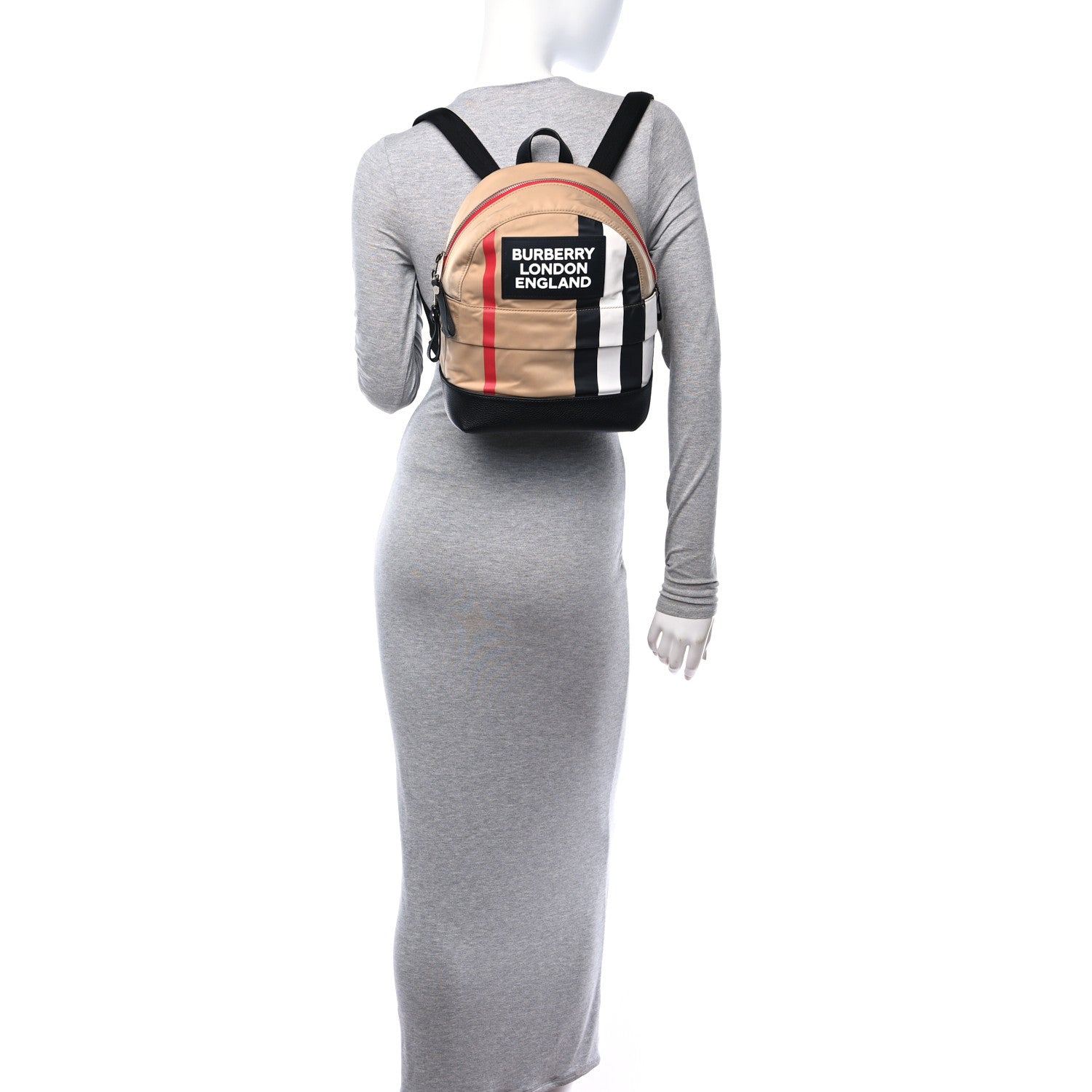 Burberry Econyl Logo Print Check Childrens Nico Backpack Archive Beige 3 of 9