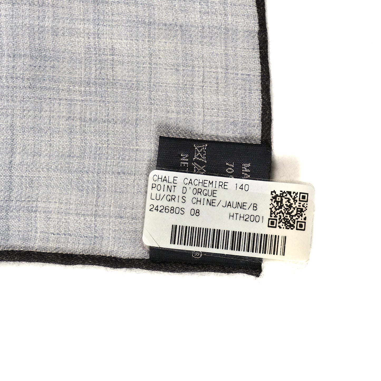 Cashmere Silk Point D'Orgue Scarf 140 Gris Chine Jaune Black