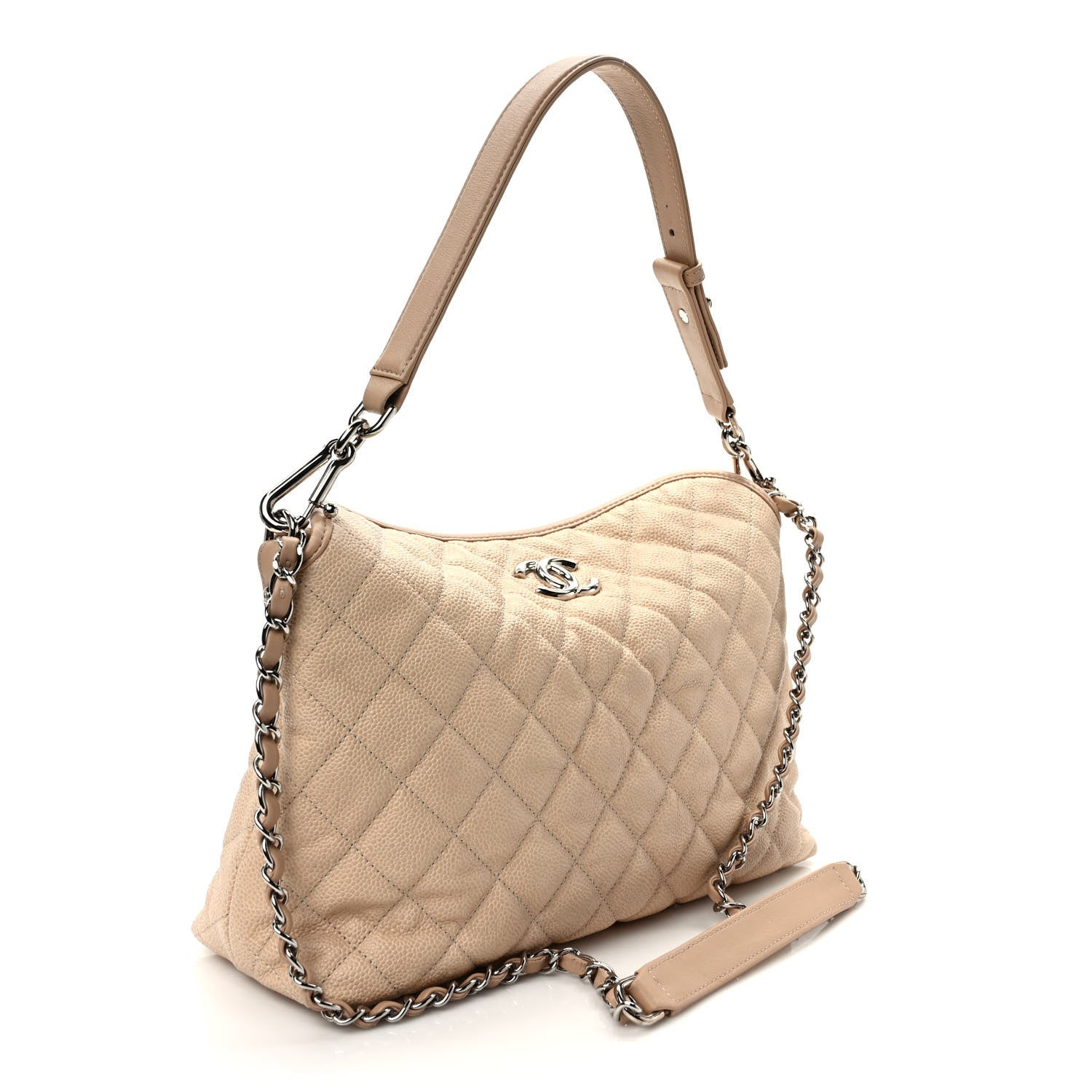 Chanel Caviar Quilted French Riviera Hobo Beige 3 of 9
