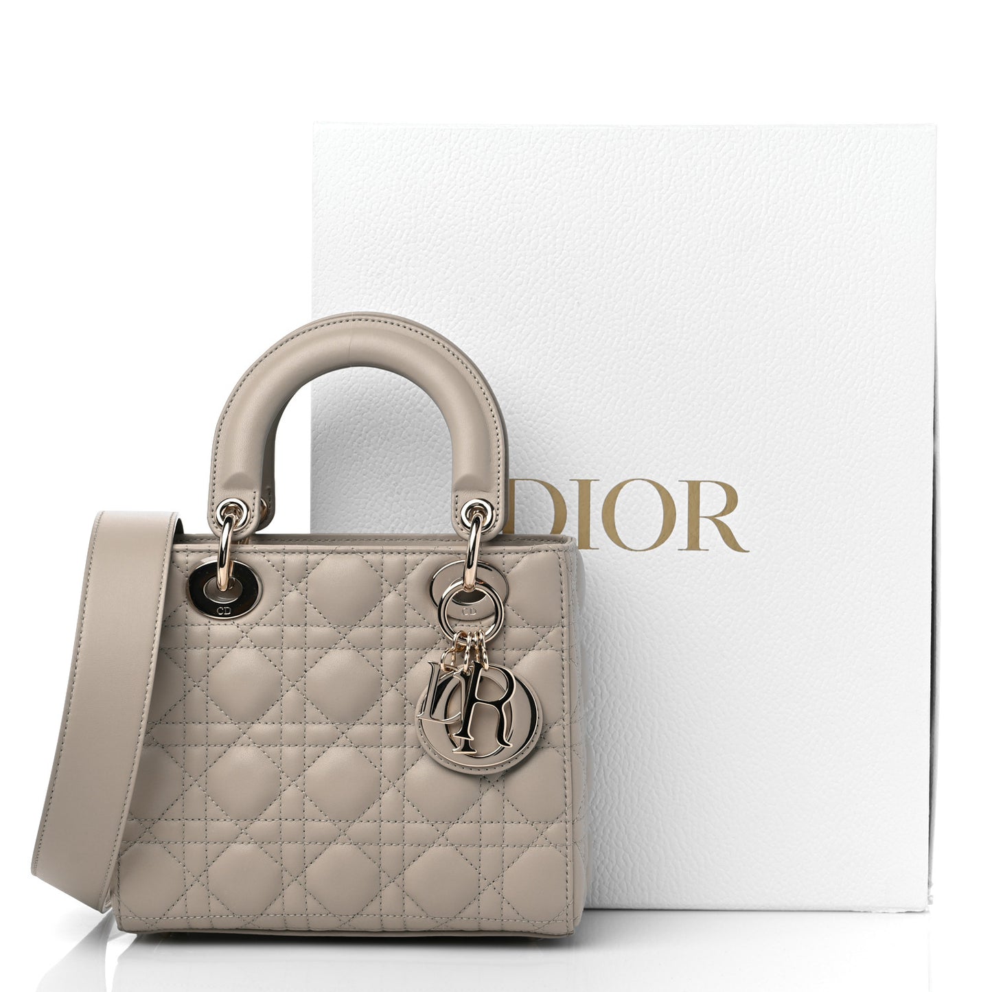 Lambskin Cannage Small Lady Dior Hazelnut