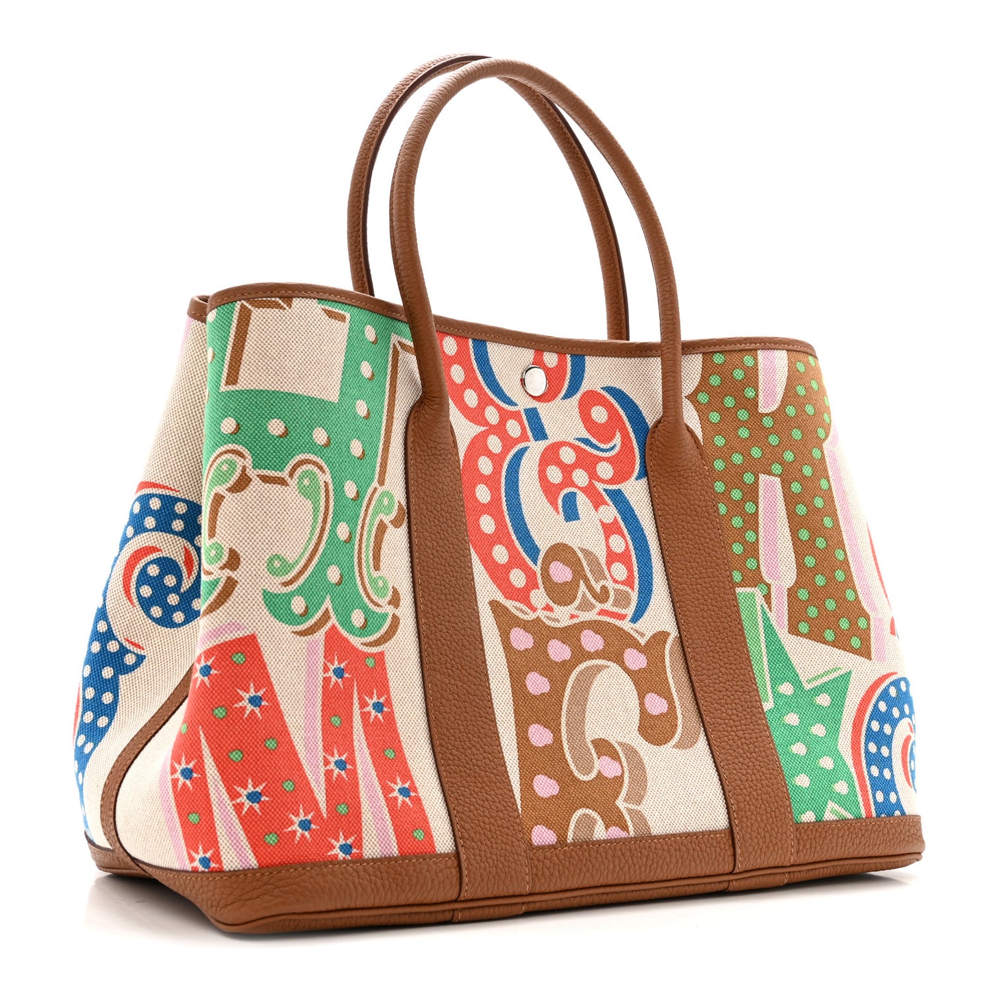 Toile Negonda H Plume Garden Party 36 MM Tote Capucine Ecru Gold