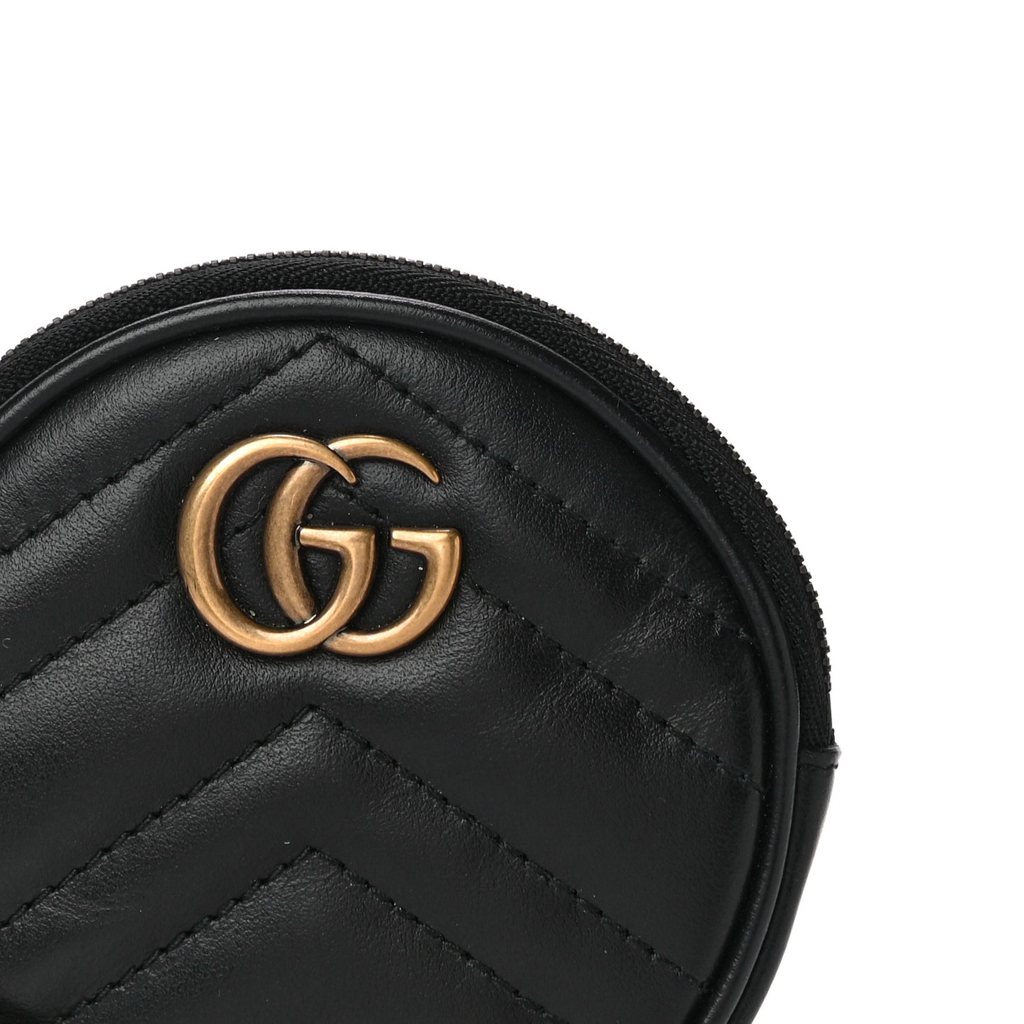 Calfskin Matelasse GG Marmont Round Coin Purse Black