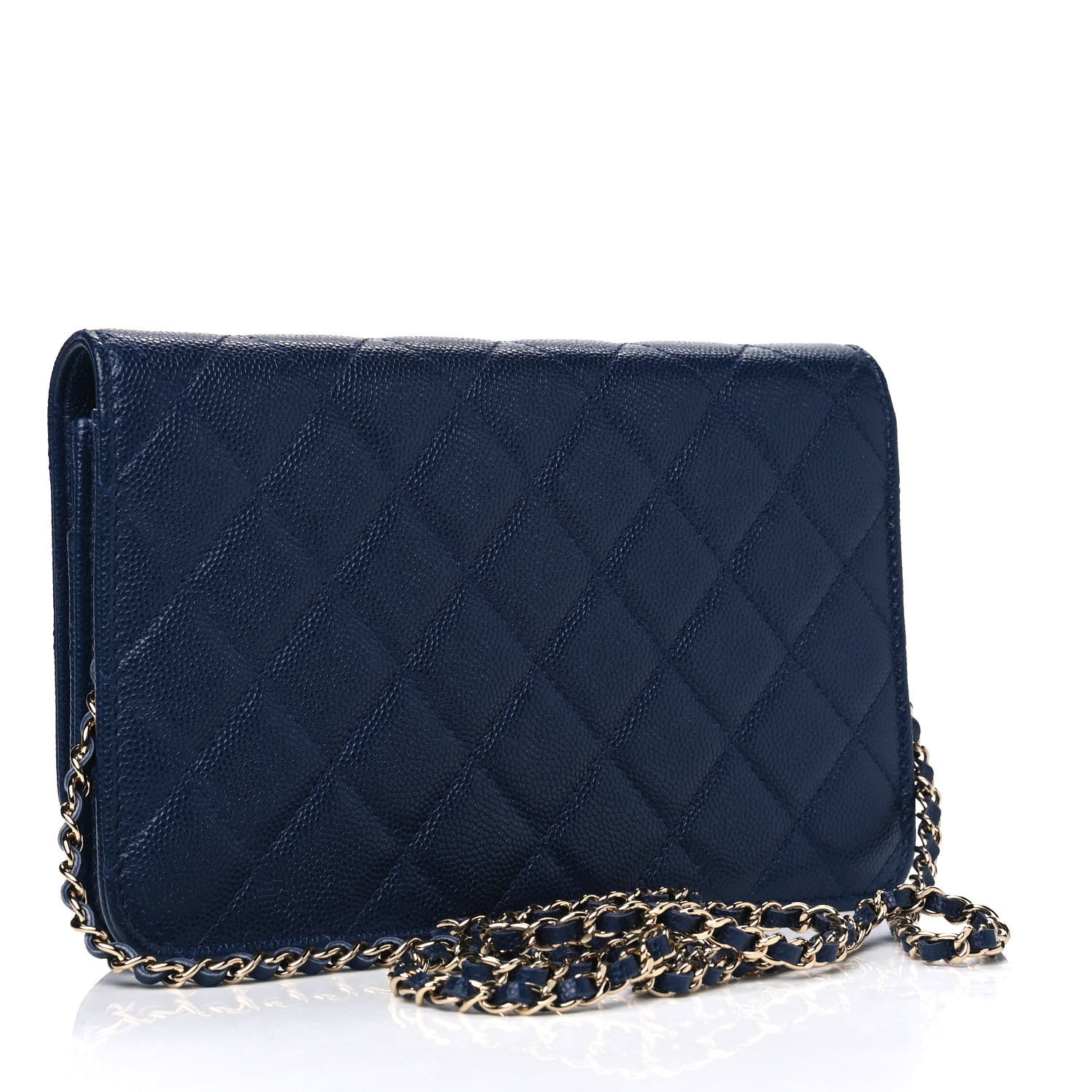 Chanel Iridescent Caviar Quilted Golden Class Wallet On Chain WOC Navy 2 of 4