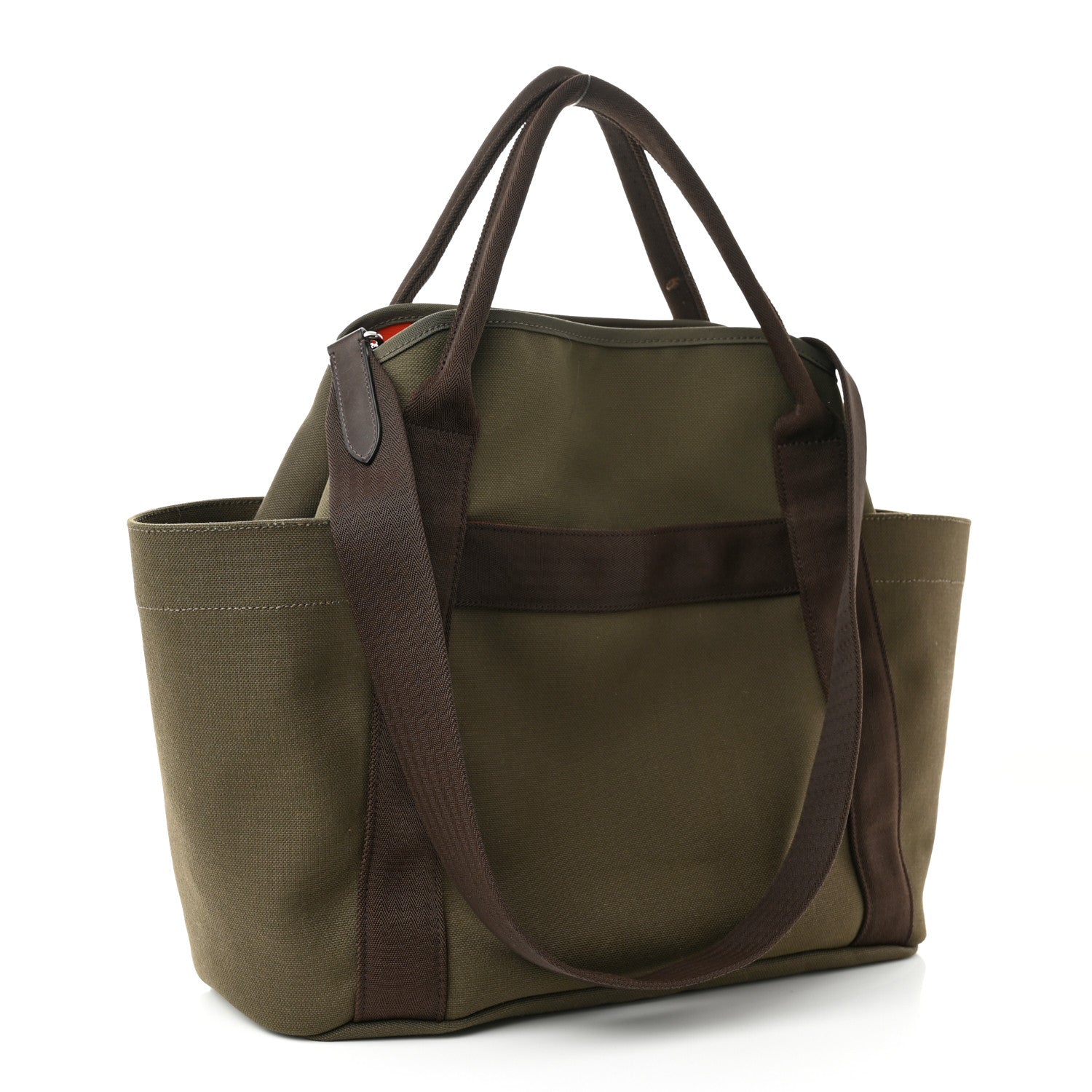 Hermes Toile Sac De Pansage Groom Kaki Feu 4 of 14