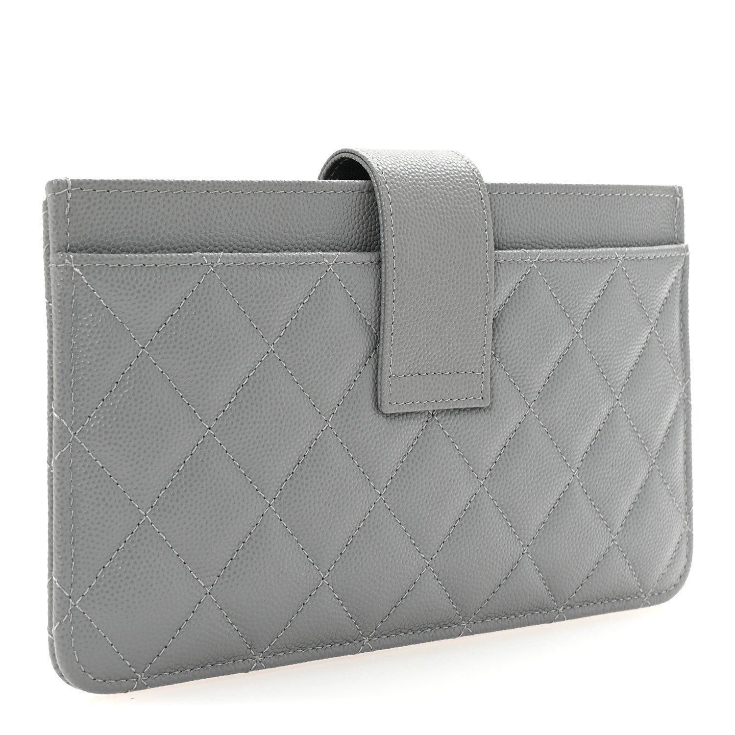 Chanel Caviar Quilted Classic Strap Pouch Grey 4 of 9