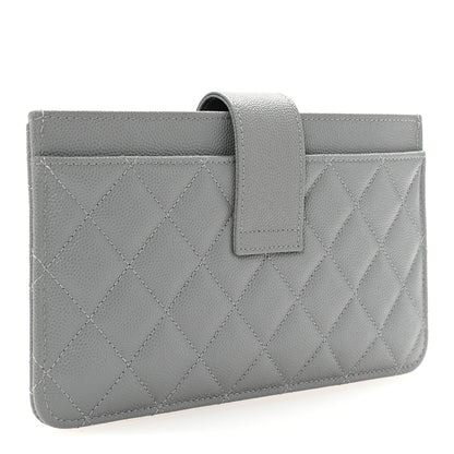 Chanel Caviar Quilted Classic Strap Pouch Grey 4 of 9