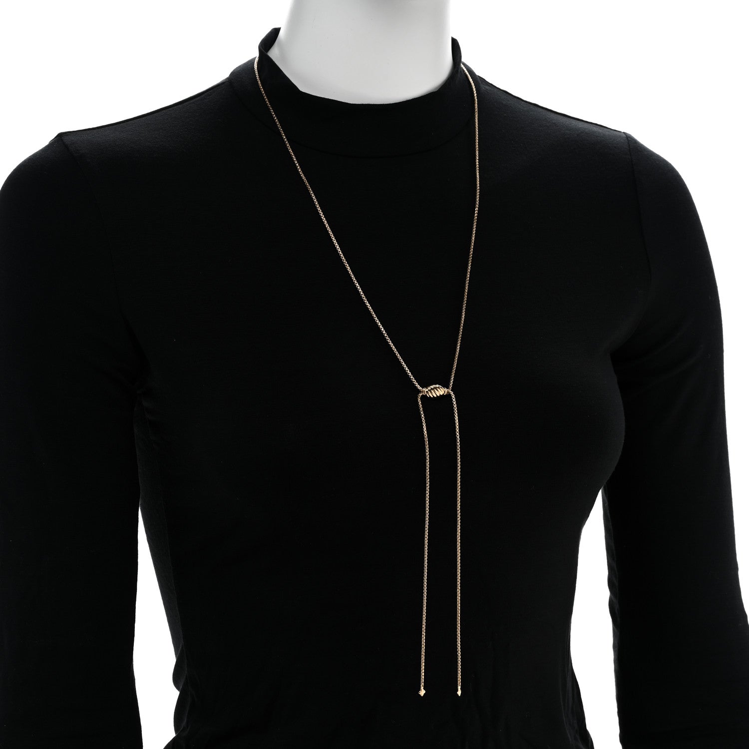 David Yurman 18K Yellow Gold 1.7mm Box Chain Slider Necklace 36" 2 of 5