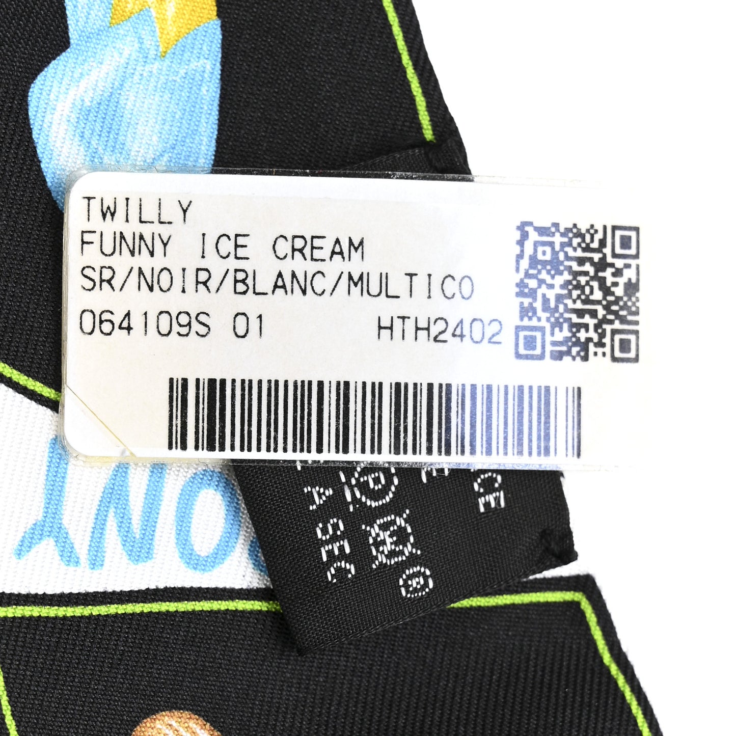 Silk Funny Ice Cream Twilly Black White Multicolor