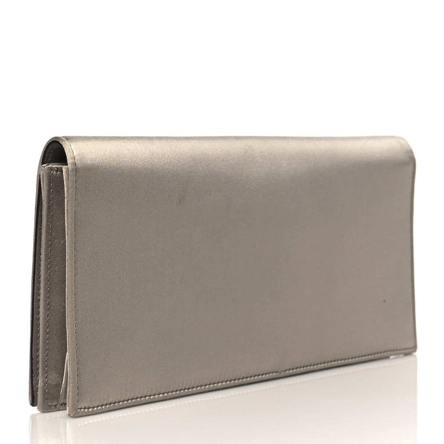 Satin Crystal Embellished Clutch Grey