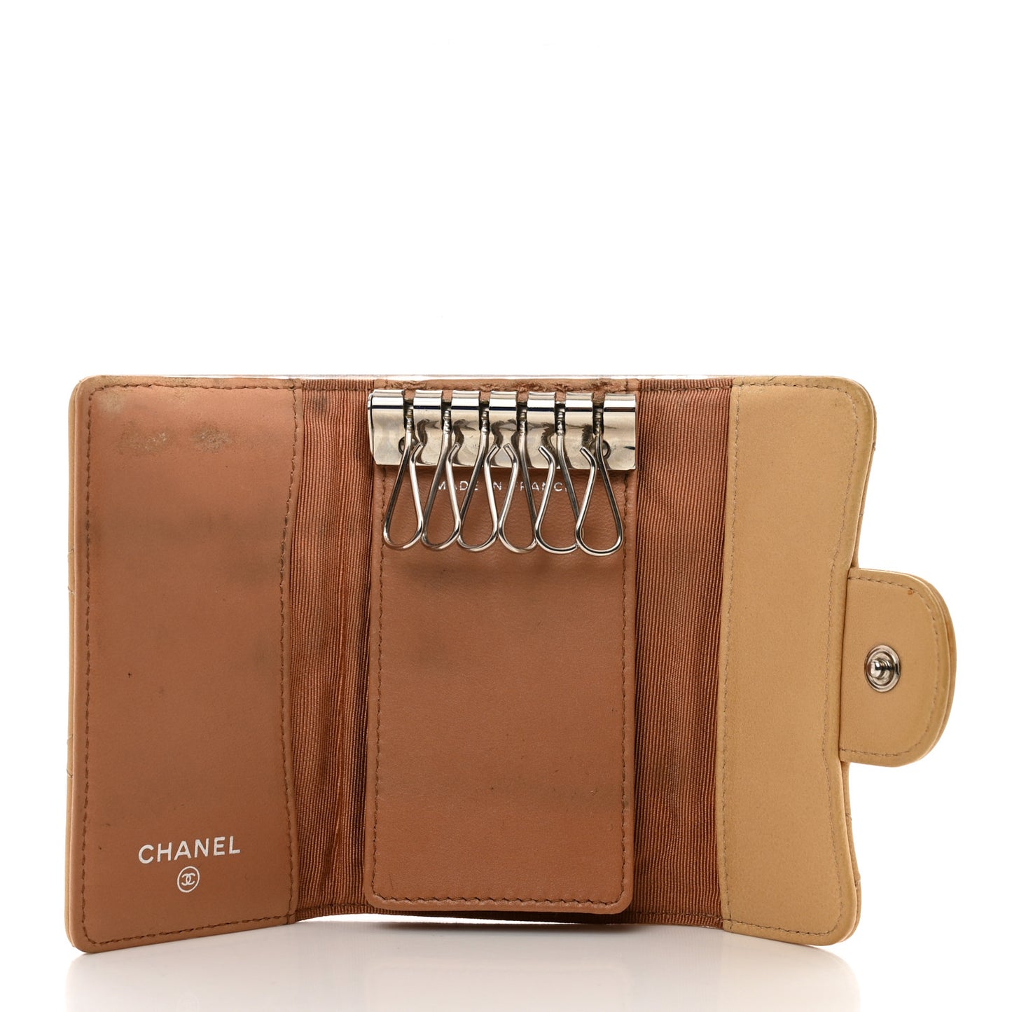 Lambskin Quilted 6 Key Holder Beige