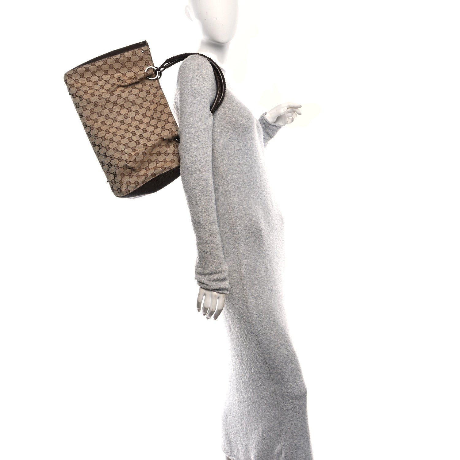 Gucci Monogram Large Bucket Tote Dark Brown 2 of 10