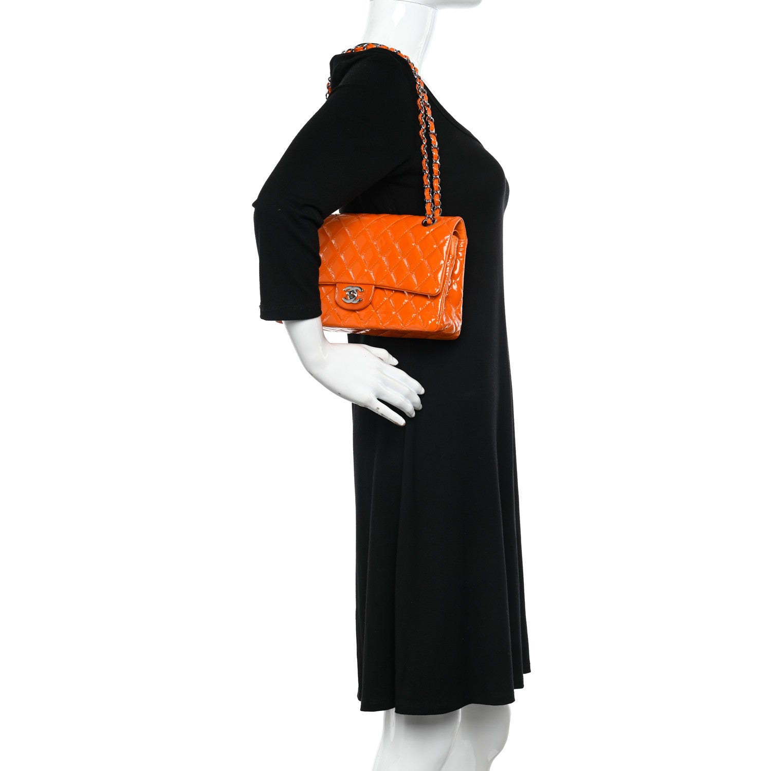Chanel Patent Quilted Medium Double Flap Orange 2 of 11