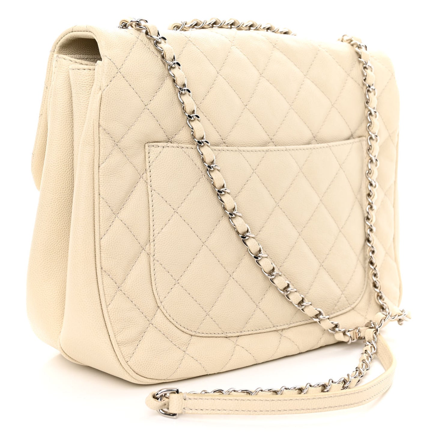 Caviar Quilted Large Urban Companion Flap White