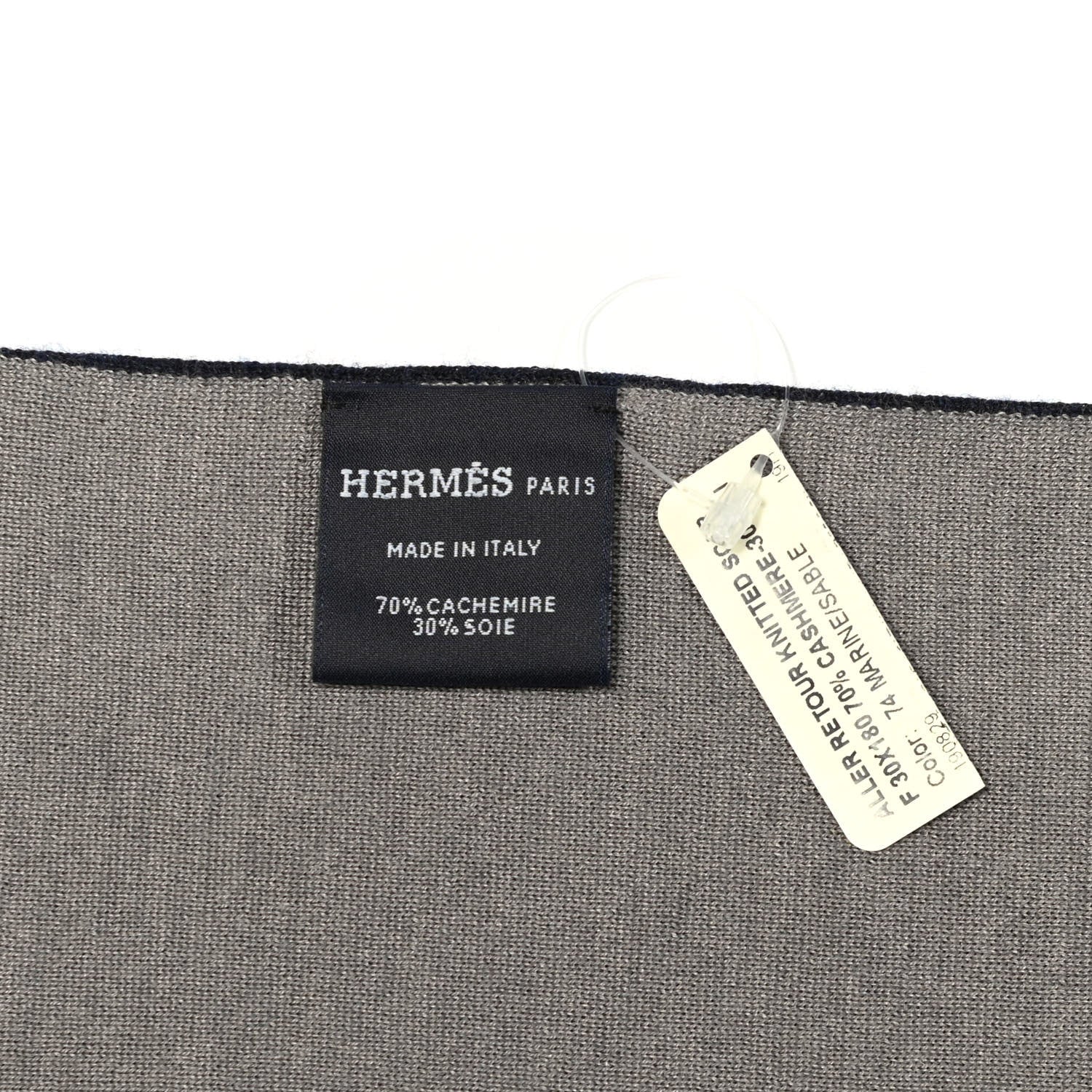 Hermes Cashmere Silk Aller-Retour Muffler Marine Sable 3 of 5