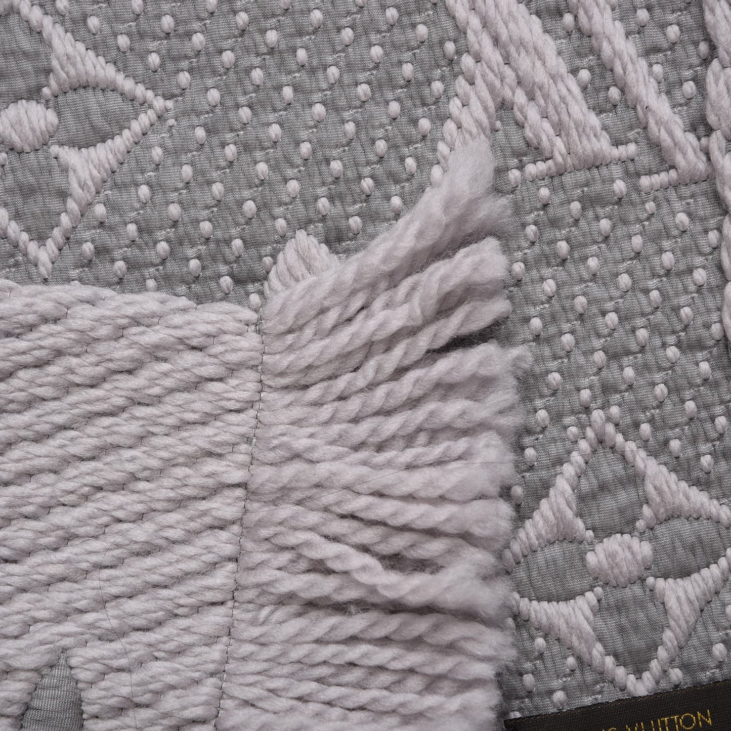 Wool Silk Logomania Scarf Pearl Grey