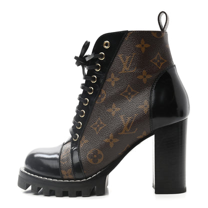 Louis Vuitton Patent Calfskin Monogram Star Trail Ankle Boots 37.5 Black 1 of 12