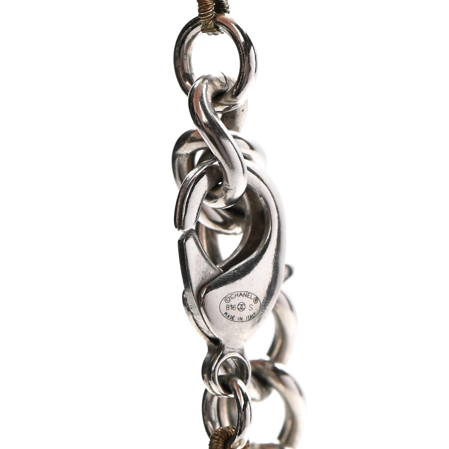 Chanel Pearl CC Long Necklace Silver Pearly White Grey 5 of 7