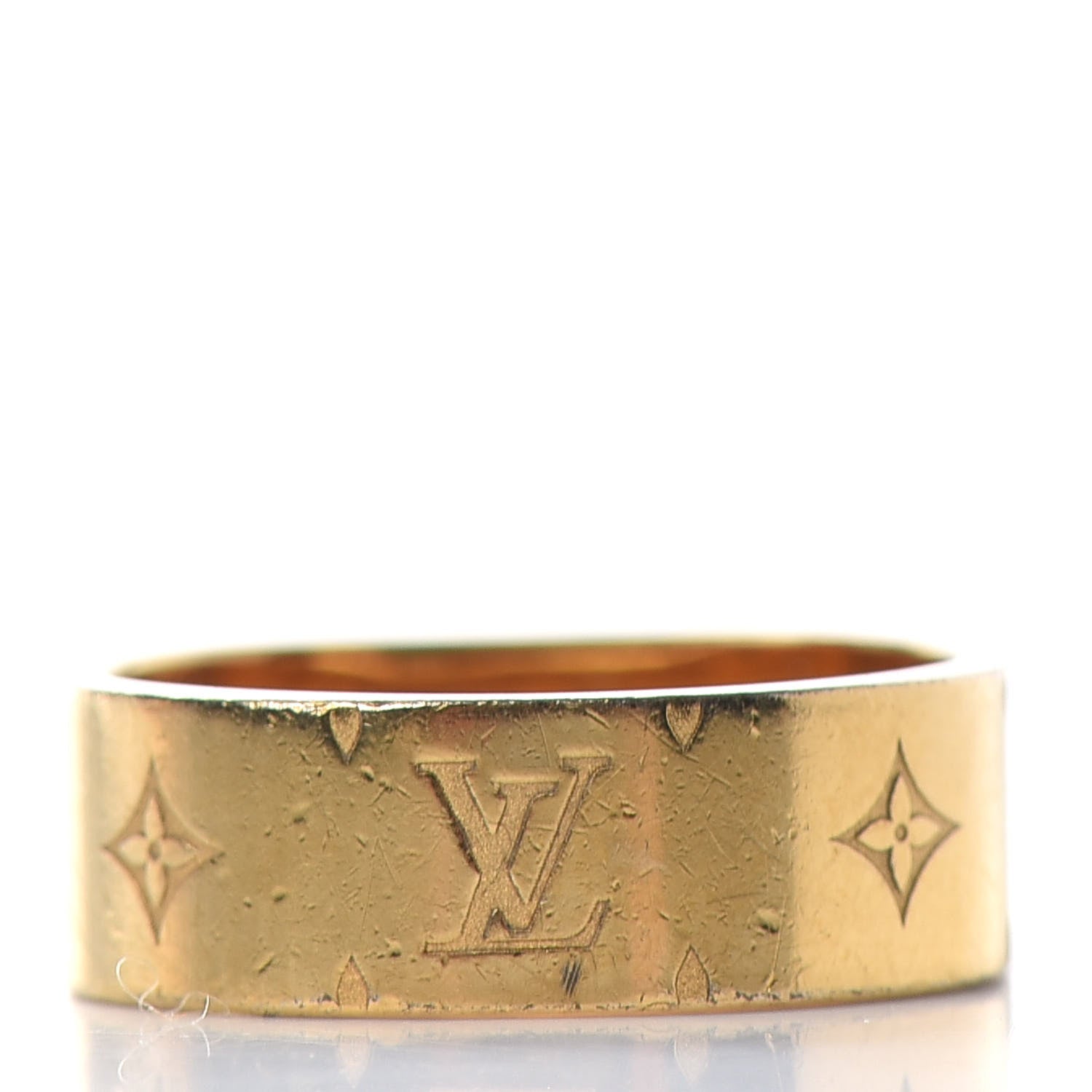 Louis Vuitton Brass Monogram Engraved Nanogram Ring S Gold 4 of 6