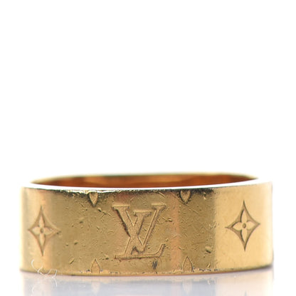 Louis Vuitton Brass Monogram Engraved Nanogram Ring S Gold 4 of 6