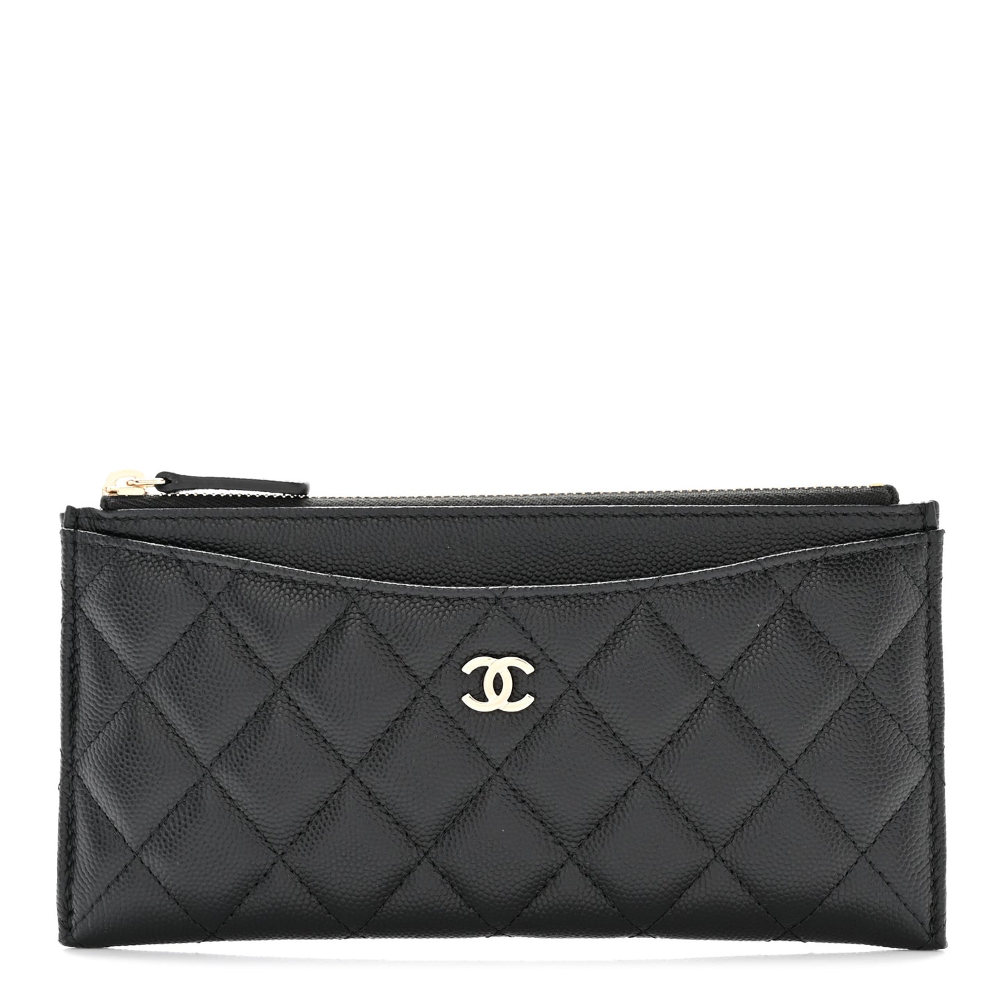 Caviar Quilted Classic Zip Pouch Black