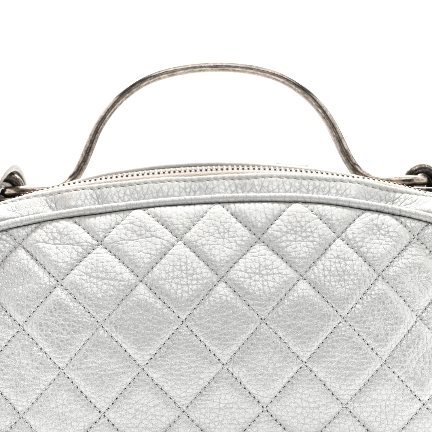Chanel Metallic Calfskin Quilted Mini Bowling Bag Silver 8 of 10