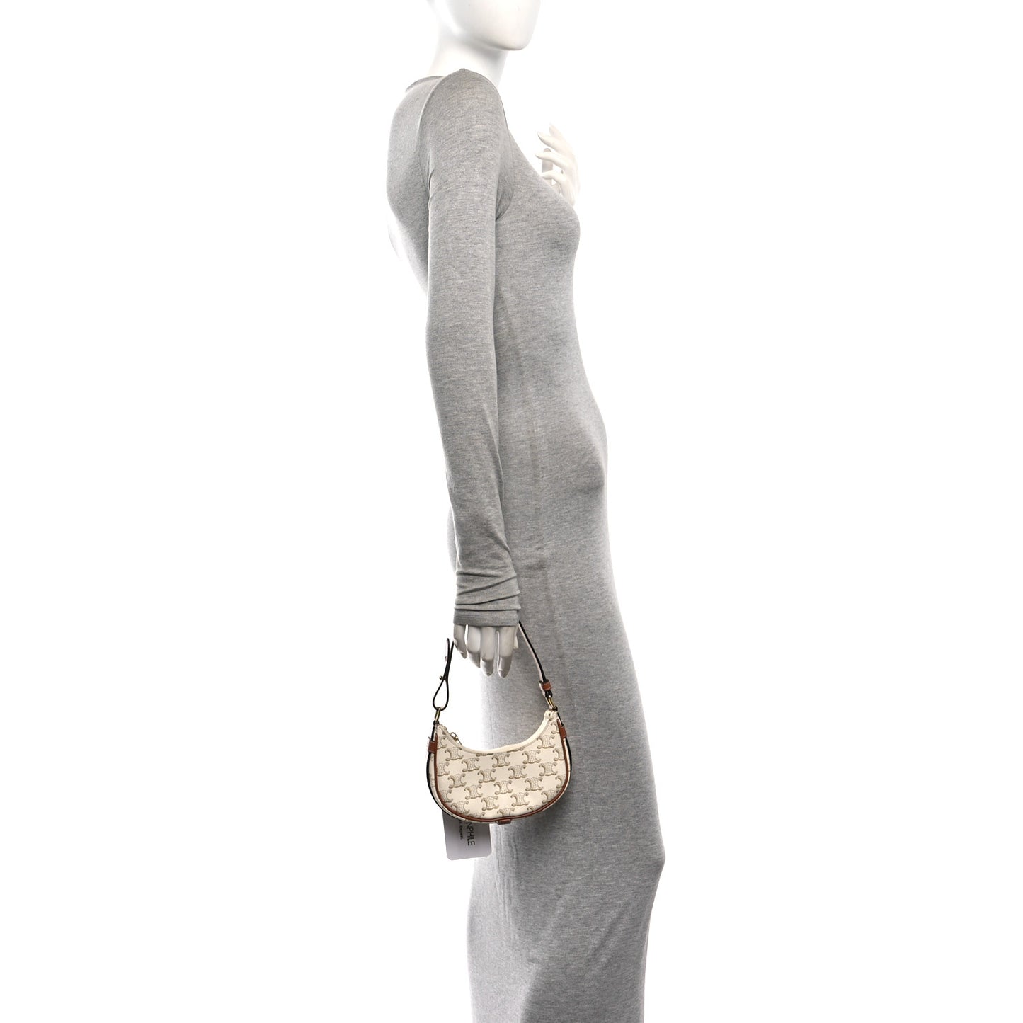 Canvas Calfskin Mini Ava Triomphe Shoulder Bag White
