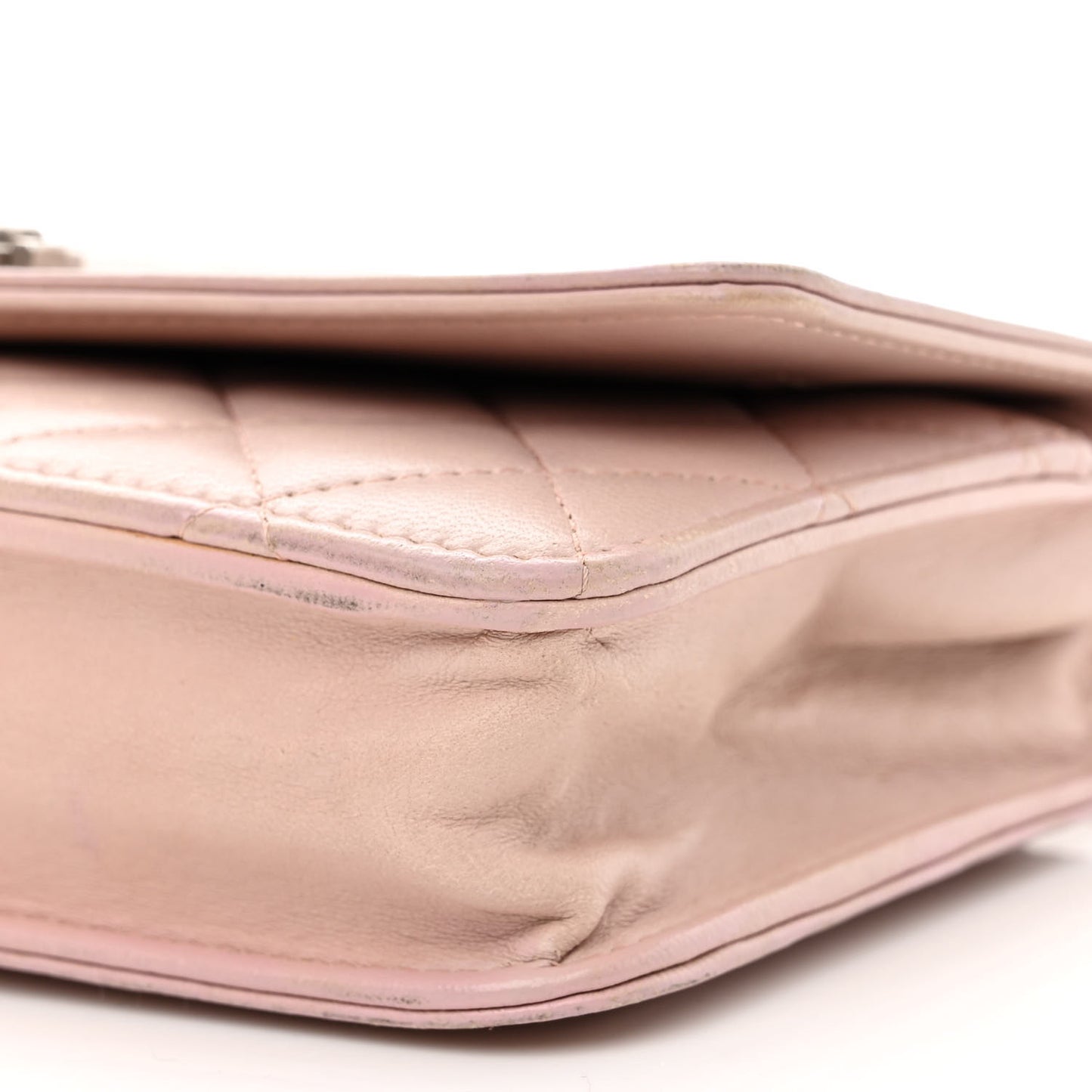 Lambskin Quilted Boy Wallet On Chain WOC Pink