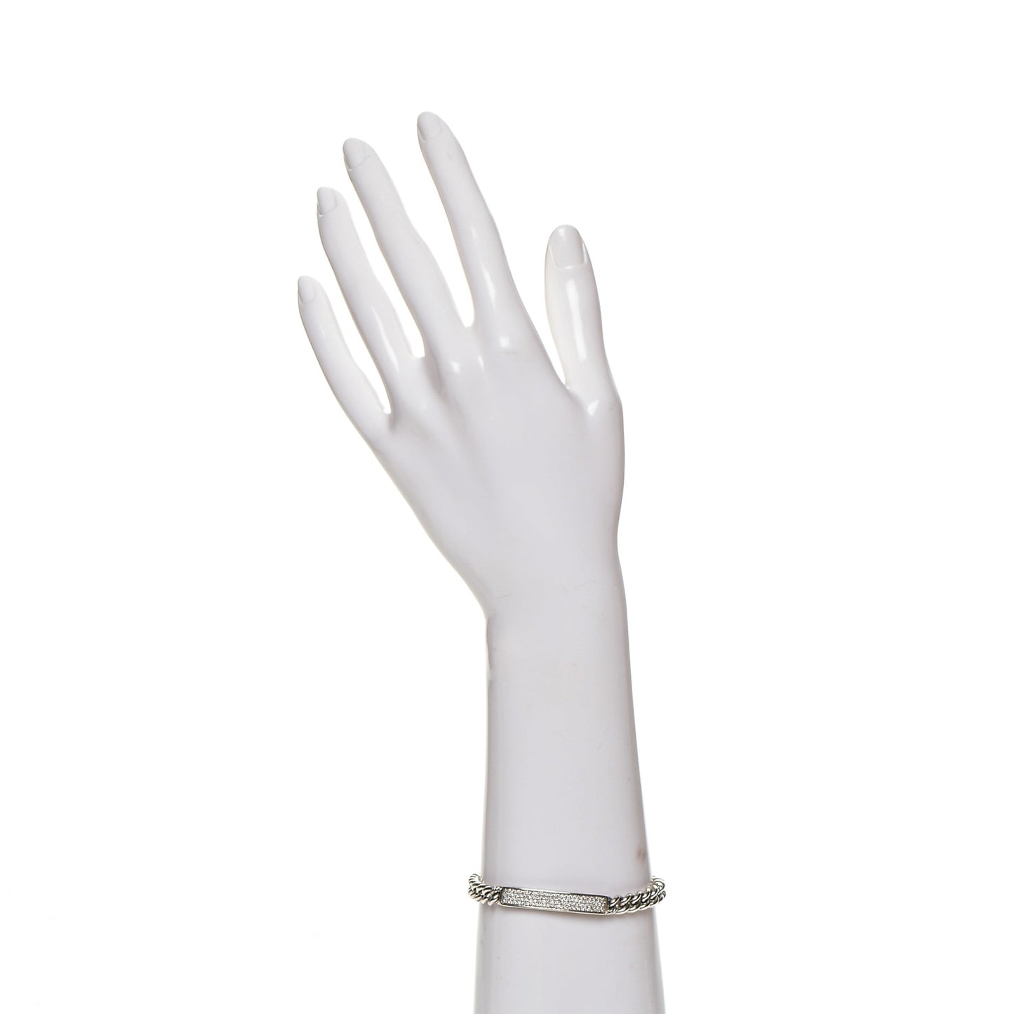 Sterling Silver Pave Diamond 6mm Petite ID Bracelet