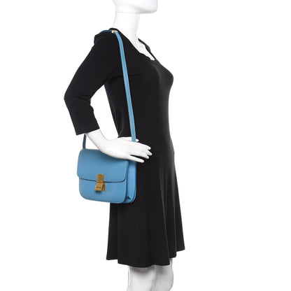 Celine Box Calfskin Medium Classic Box Flap Bag Blue 3 of 13