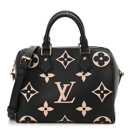 Louis Vuitton Empreinte Monogram Giant Speedy Bandouliere 25 Black Beige 1 of 10