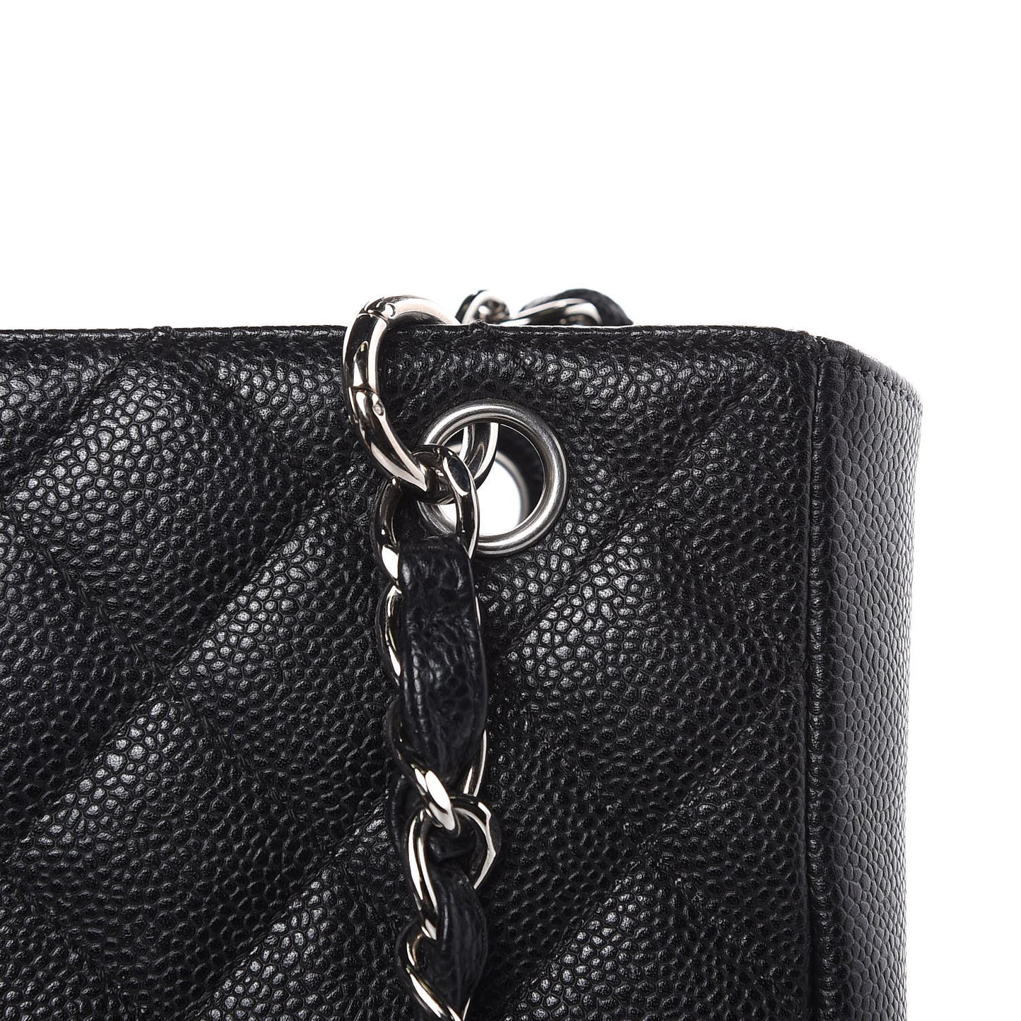Caviar Quilted Petit Shopping Tote PST Black