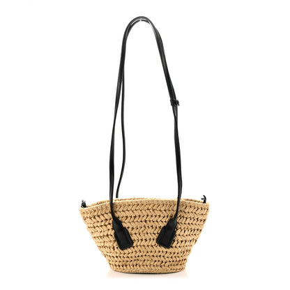 Bottega Veneta Raffia Calfskin Small Arco Basket Black 1 of 11