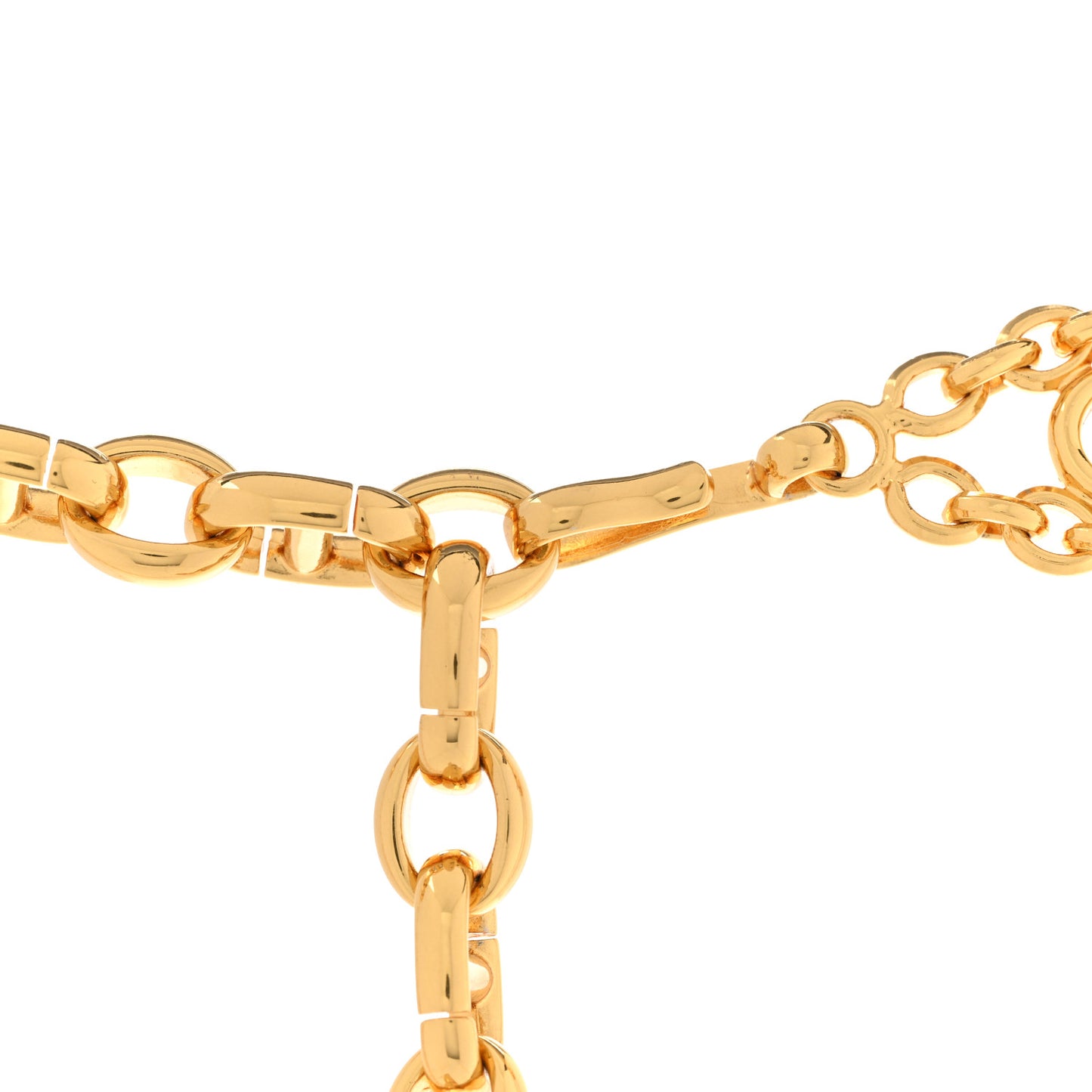 Metal Wide CD Logo Chain Link Choker Necklace Gold