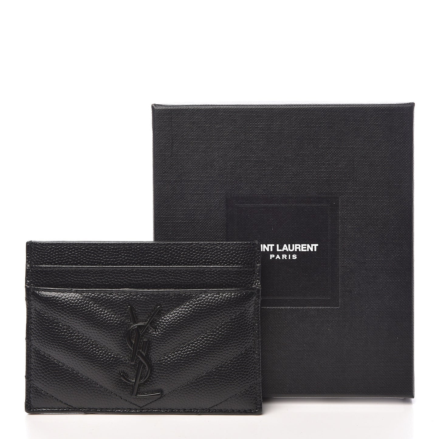 Grain De Poudre Matelasse Chevron Monogram Credit Card Case Black