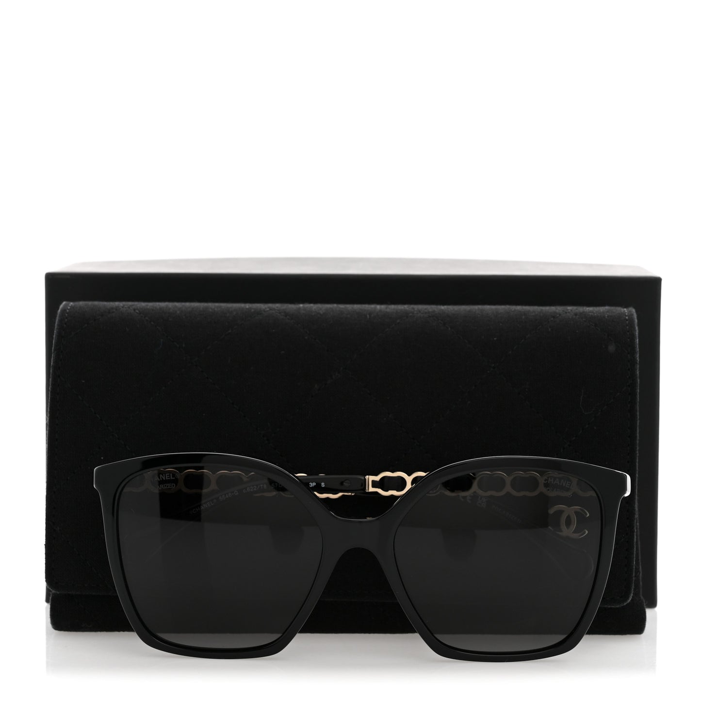 Acetate Calfskin Square Sunglasses 5546-Q Black