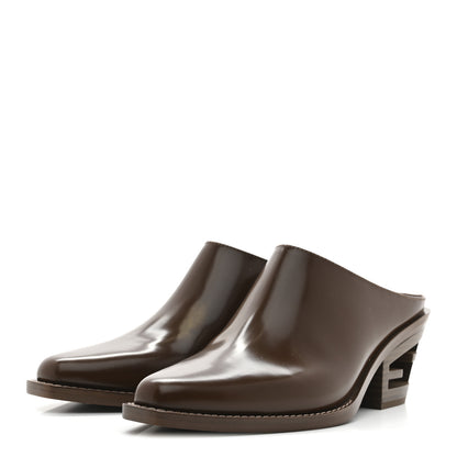 Fendi Vitello Abrasivato FF Cut Mules 37 Cuoio 3 of 9
