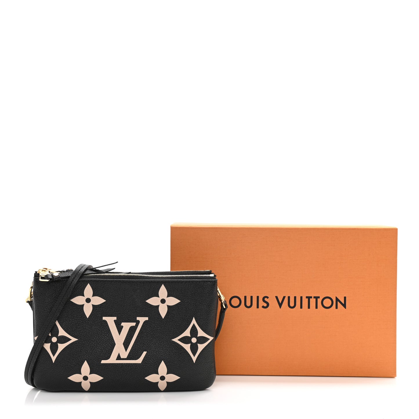 Empreinte Monogram Giant Double Zip Pochette Black Cream