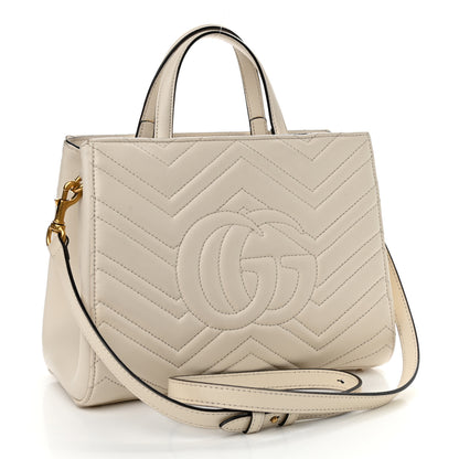 Gucci Calfskin Matelasse Small GG Marmont Tote White 3 of 13