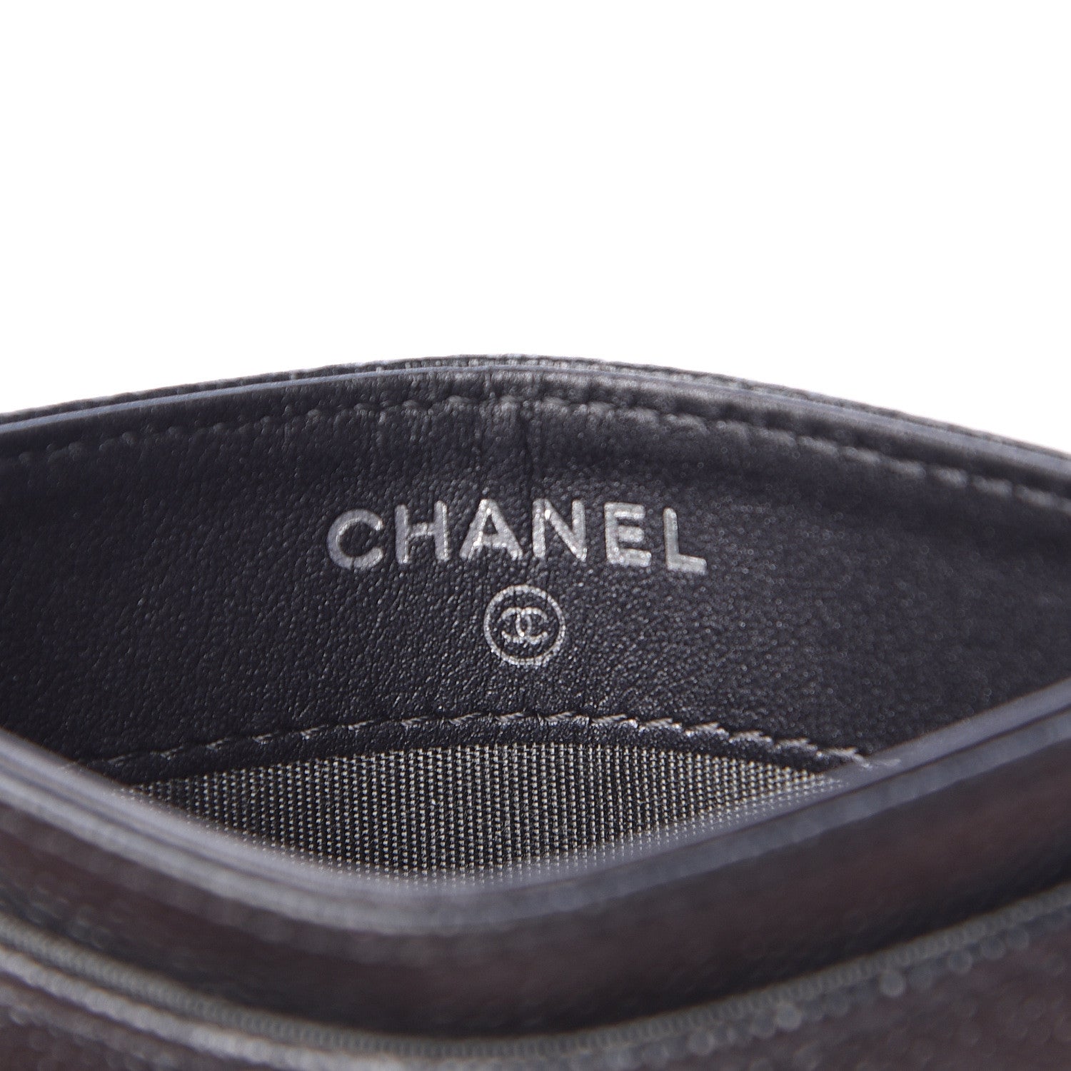 Chanel Metallic Caviar Quilted CC Card Holder Dark Grey 6 of 9