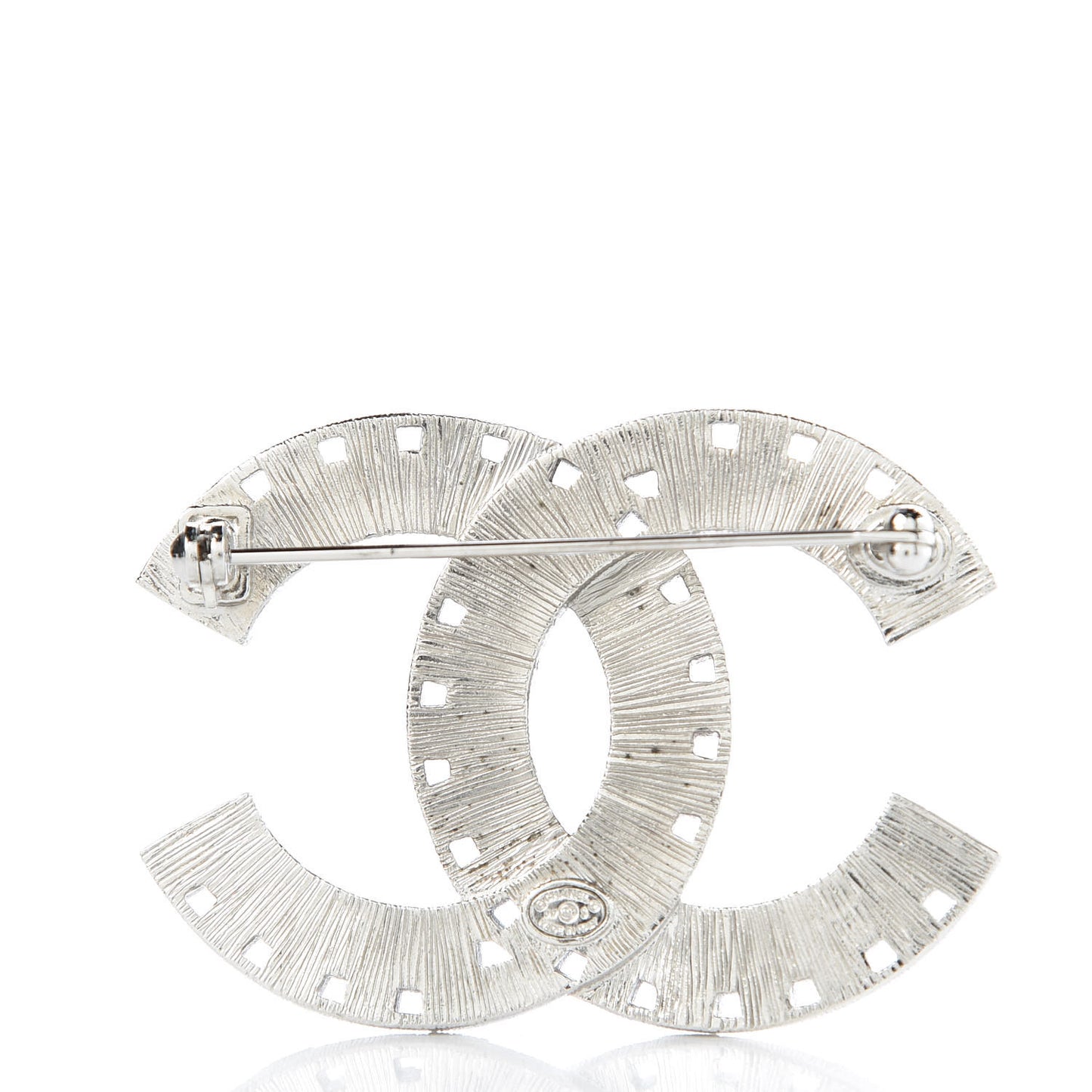 Baguette Crystal CC Brooch Silver Blue