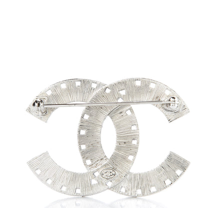 Chanel Baguette Crystal CC Brooch Silver Blue 3 of 5